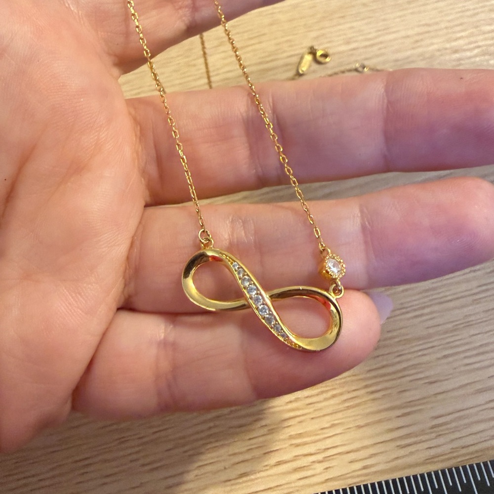 Billie Bijoux Infinity Necklace Gold‎ Plated 925 Sterling Silver Cubic Zirconia